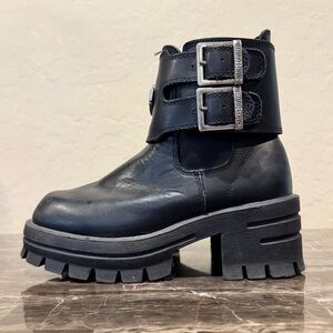 Harley Davidson Chunky Leather Buckle Moto Boots